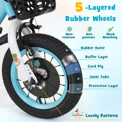 Costzon Rabbit Pilot Sporty Kids Bike, 12 Inch Child Bike for 3-8 Years Old with Adjustable Height