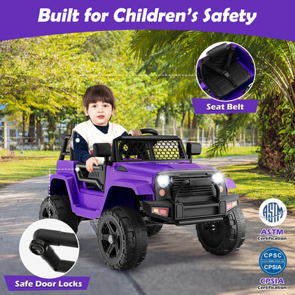 Costzon Ride on Car, 12V Battery Powered Truck Vehicle with Remote Control, Electric Car for Kids