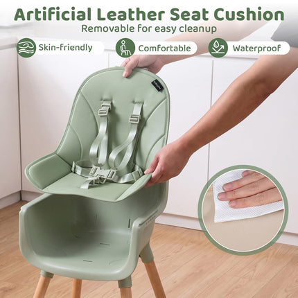 BABY JOY High Chair Convertible Wooden High Chairs for Babies and Toddlers