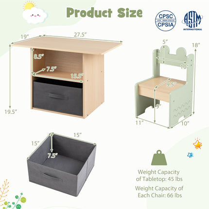 Costzon Kids Wooden Activity Desk Set Indoor Children Furniture