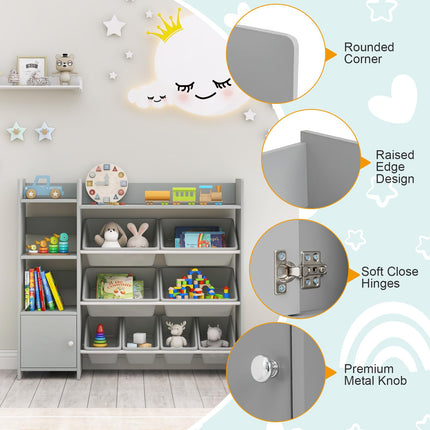 Costzon Kids Toy Storage Organizer, 4-Tier Kids Bookshelf with 8 Toy Organizer Bins