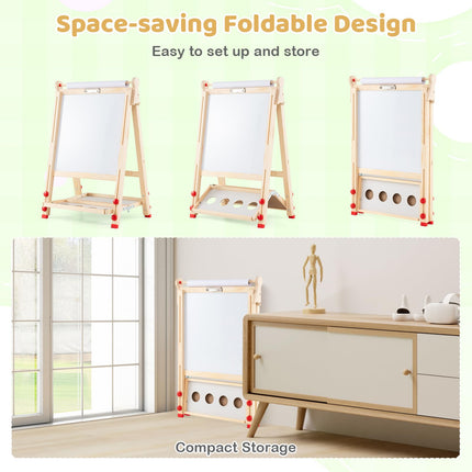 Costzon Wooden Art Easel for Kids 3 in 1 Height Adjustable Foldable Easel