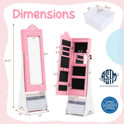 Costzon Children Dress Up Mirror Jewelry Cabinet for Little Girls