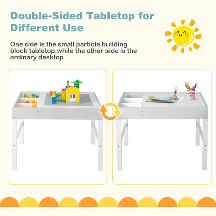 Costzon Kids Table, 3 in 1 Wooden Building Block Desk w/Storage