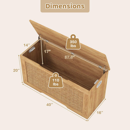 Costzon Kids Storage Bench 40” Rattan Toy Box