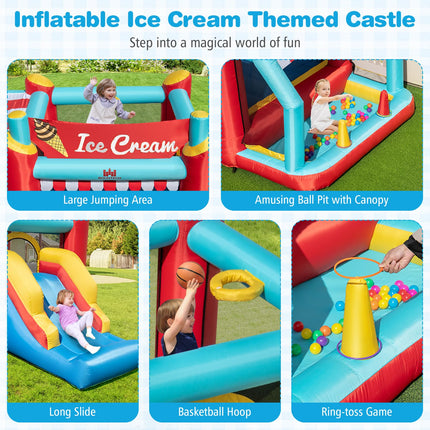 BOUNTECH Ice Cream Themed Inflatable Bounce House with Ball Pit