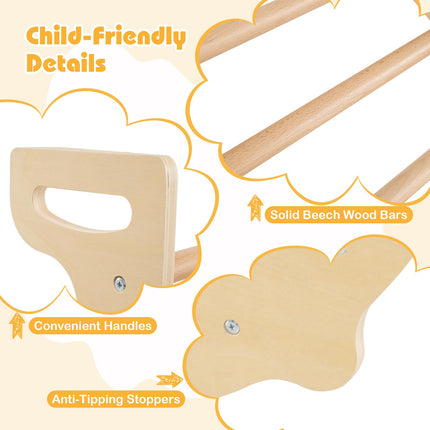 Costzon Wooden Arch Sensory Table 8 in 1 Montessori Climbing Gym with Collapsible Storage Bin