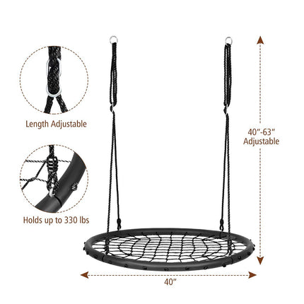 Costzon 40'' Spider Web Tree Swing Set, Kids Outdoor Round Net Swing Platform Rope Swing