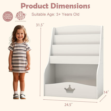Costzon Kids Bookshelf and Toy Storage, 3-Tier Toddler Bookshelf with Large Storage Cubby