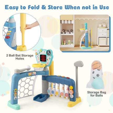 Costzon Toddler Basketball Hoop with Adjustable Height 5 in 1 Basketball Bowling