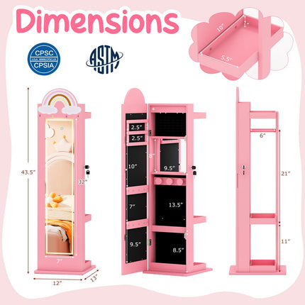 Costzon Kids Lockable Standing Jewelry Organizer