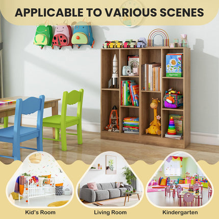 Costzon 5-Section Bookcase for Kids, 41” Tall Wooden Toy Storage Organizer for Books Toys