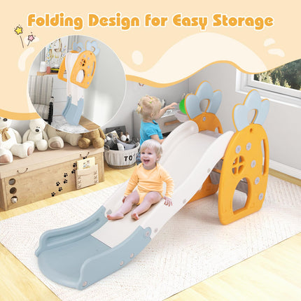 BABY JOY Toddler Slide, 3 in 1 Freestanding Foldable Kids Slide with Climber
