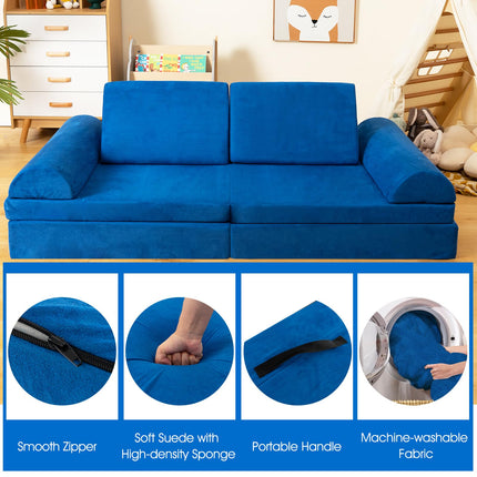 Costzon Convertible Kids Couch, Modular Folding Sofa Playset with Portable Handle, 8-Piece