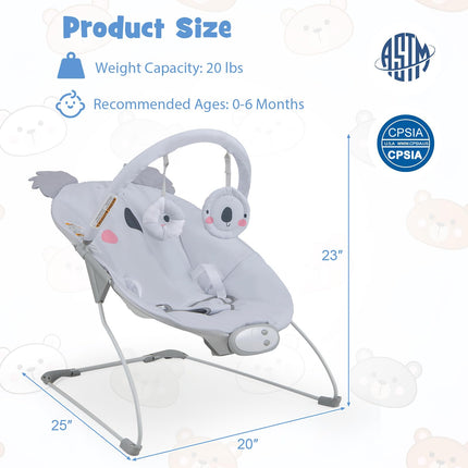 BABY JOY Baby Bouncer, Portable Baby Bouncer Seat with Vibration & Music, Infant Bouncer for Babies