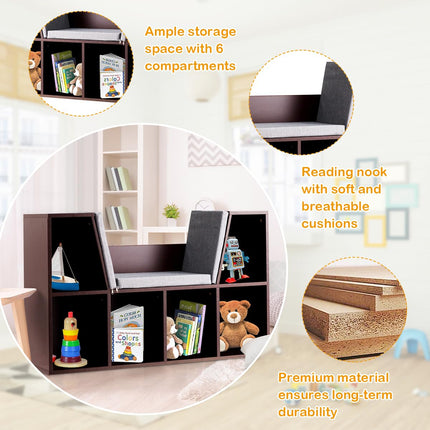Costzon Kids Bookshelf with Reading Nook