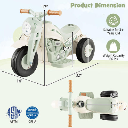 Costzon Kids Motorcycle, 6V Battery Powered Ride on Motorcycle with Bubble Maker