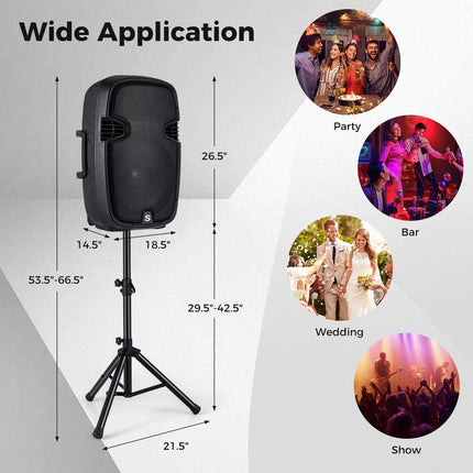 Costzon Portable 3000W 2-Way Powered PA Speaker System, 15'' Professional High Powered Bluetooth Active + Passive Party Speakers