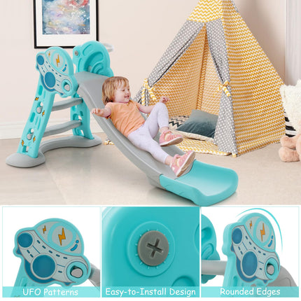 BABY JOY Toddler Slide, 3 in 1 Folding Baby Slide Climber Playset, Freestanding Slide with Long Slipping Slope