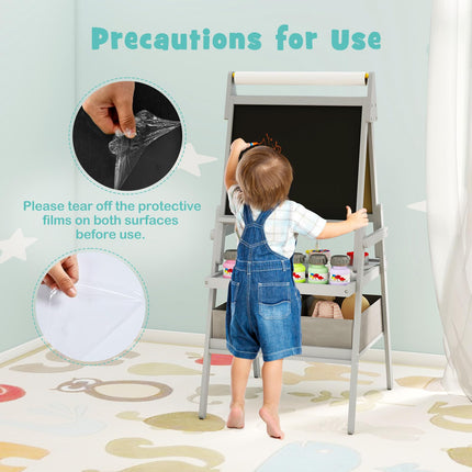 Costzon 3 in 1 Double-Sided Standing Easel with Magnetic Whiteboard