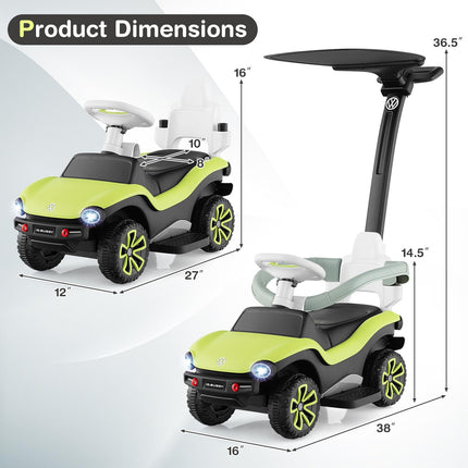 Costzon Push Car for Toddlers, 3 in 1 Volkswagen Stroller Sliding Walking Car with Canopy