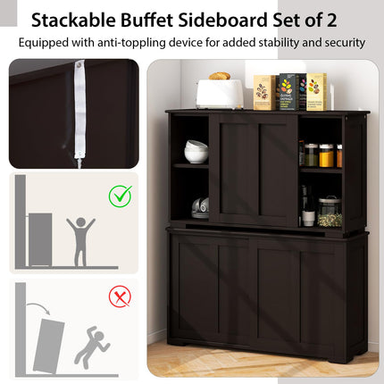 Costzon Kitchen Sideboard Wooden Cupboard Server Buffet Console Table