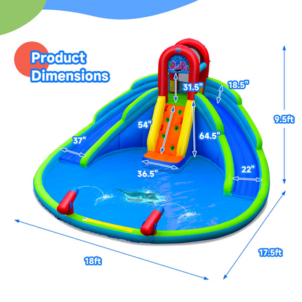 Costzon Inflatable Water Slide for Kids, Mighty Kids Inflatable Water Park w/Splash Pool