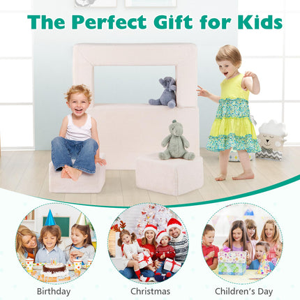 Costzon Kids Play Couch, Versatile Foam Play Couch for Boys & Girls