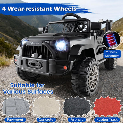 Costzon Kids UTV Car with Detachable Trailer 12V Battery Powered Off- Road UTV Ride