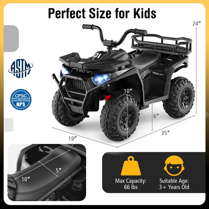 Costzon 24V Kids ATV Four Wheeler Quad Electric Vehicle with LED Lights