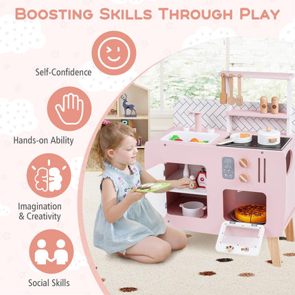 Costzon Kids Kitchen Playset | Toddler Interactive Pretend Play Toy w/Oven