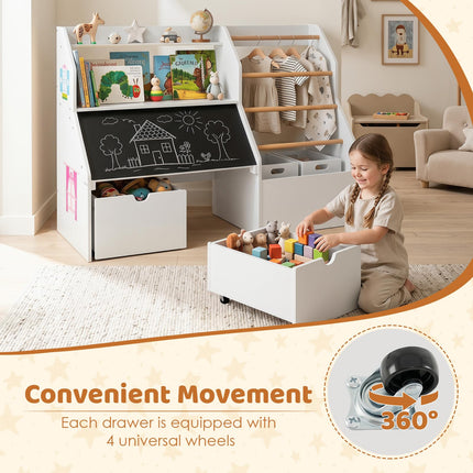 Costzon Toy Storage Organizer | Wooden Kids Bookshelf w/Flip-up Blackboard