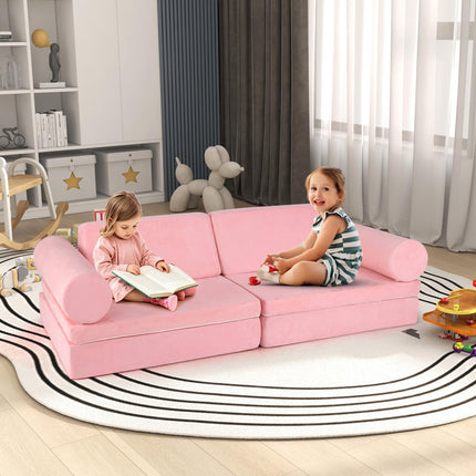Costzon 8 Pcs Modular Kids Play Couch for Building Fort Gift for Boys Girls 3+