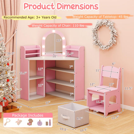 Costzon  Kids Vanity Table and Chair Set