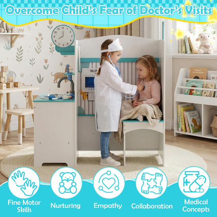 Costzon Wooden Doctor Playset Multi-Sided Pretend Play Doctor's Office