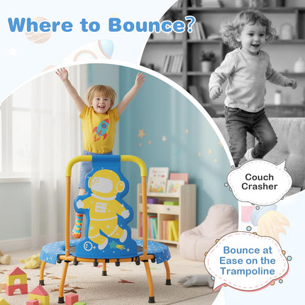 BABY JOY ASTM Certified Toddler Trampoline with Foam Padded Handle & Safety Padded Cover