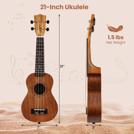 Costzon 21 Inch Soprano Mahogany Ukulele for Beginners with Gig Bag & Pick