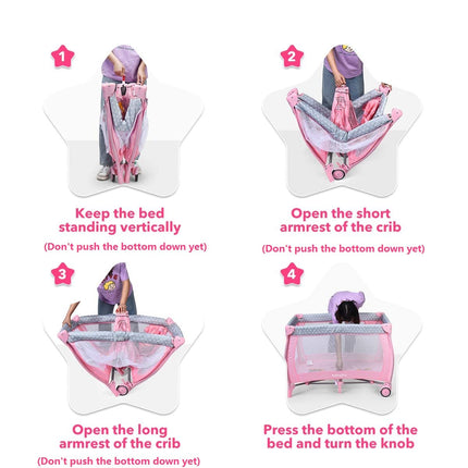 BABY JOY 3 in 1 Portable Pack and Play with Bassinet, Convertible Baby Travel Crib Playard with Changing Table