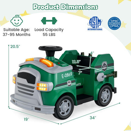 Costzon Ride on Fire Truck 12V Toddler Fire Toy Kids Car w/Shovel & Wrench