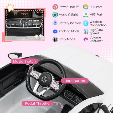 Costzon Ride on Car, 12V Licensed Mercedes-Benz Kids’ Electric Vehicles with Parent Remote