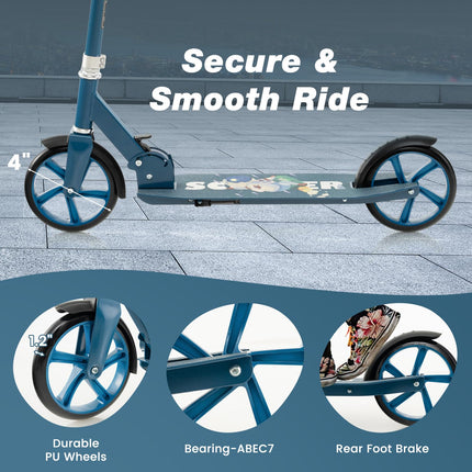 Costzon Kick Scooter for Kids Ages 8+, Foldable Kids & Adults Scooter with 8-inch Big Wheels