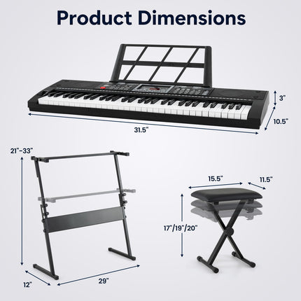 Costzon 61 Key Keyboard Piano | Portable Digital Piano Musical Instrument for Beginners