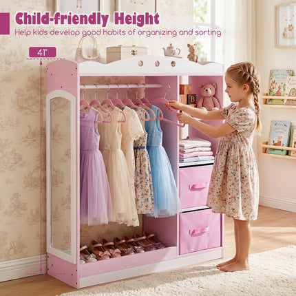 Costzon Kids Dress Up Storage with Full Length Mirror
