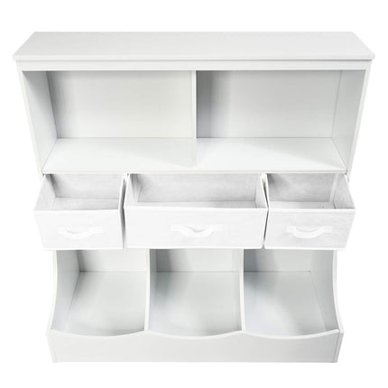 Costzon 3-Tier Kids Bookcase Toddler Storage Organizer Cabinet Shelf w/ 8 Compartment Box and 3 Removable Drawers for Children