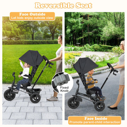 6 in 1 Trike for Toddler Adjustable Canopy 5-Point Safety Belt (43.5" x 20" x 43")