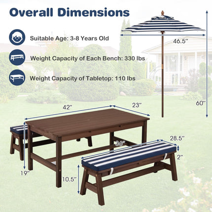 Costzon Kids Picnic Table Fir Wood Toddler Outdoor Table & Bench Set
