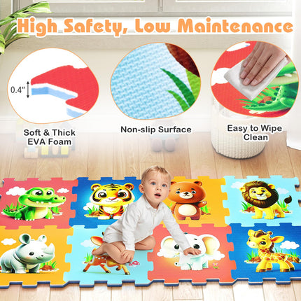 Costzon 8-Piece Educational Animal Interlocking Baby Play Mat