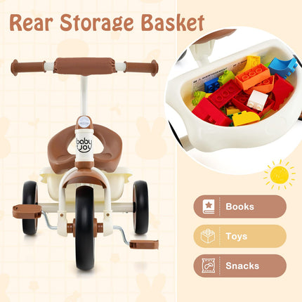 BABY JOY Toddler Tricycle, Kids Trike with Adjustable Seat and Storage Basket for Boys Girls Indoor and Outdoor Riding