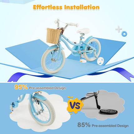 BABY JOY Kids Bike, 14 16 18 Inch Kids Bicycles for 3-8 Years Old Children with Training Wheels