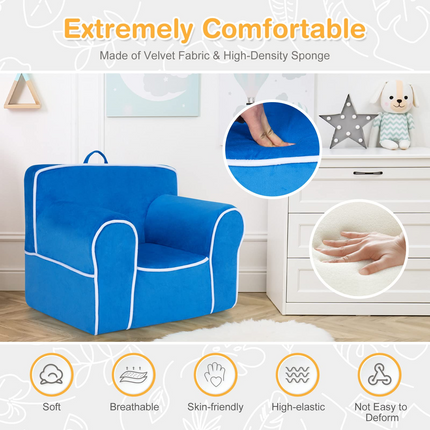 Costzon Kids Couch, Toddler Soft Sofa Chair w/Removable & Washable Velvet Surface, Toddler Couch